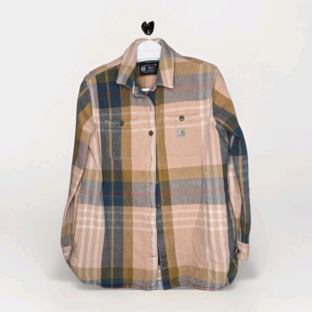 Carhartt Loose Fit Heavyweight Twill Long-Sleeve Plaid Shirt Women Sm Multicolor